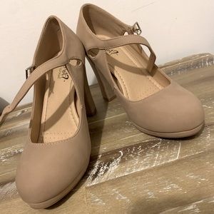 Taupe heels with ankle strap